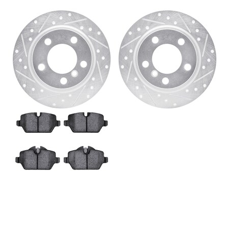 Dynamic Friction Company Rear Brake Rotors-Drilled and Slotted-Silver with 5000 Euro Ceramic Brake Pads 7602-32009
